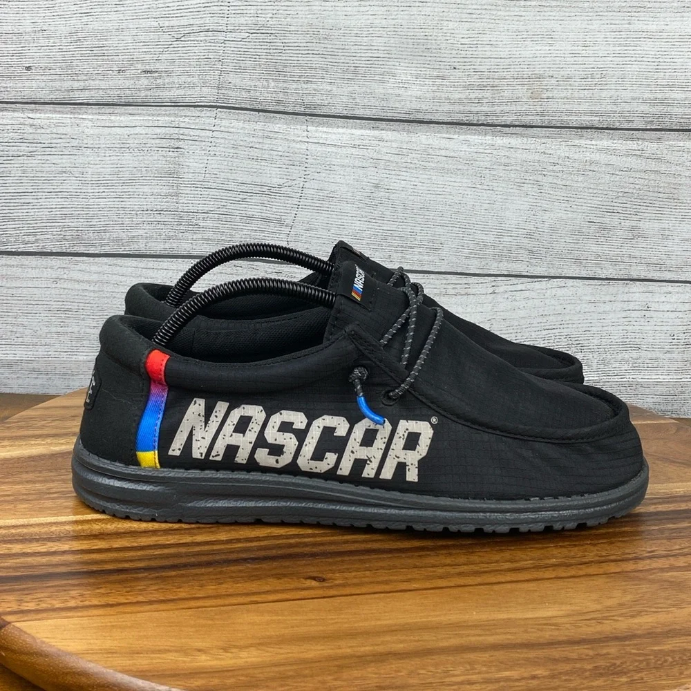 Hey Dude Wally NASCAR Multi Black Slip On Loafers Men’s Shoe Size 9